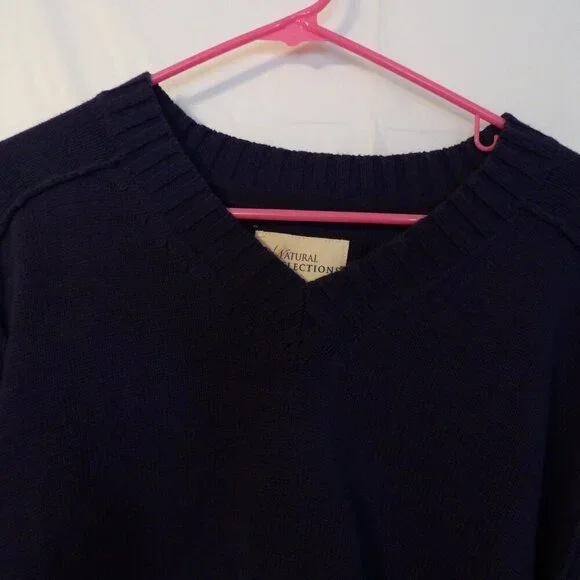 Womans Blue sweater, by Natural Reflections, Long sleeve, V neck, ribbed cuffs - Picture 7 of 9